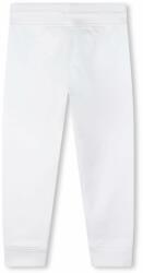 Hugo pantaloni de trening din bumbac pentru copii culoarea alb, cu imprimeu 9BYX-SPK01T_00X