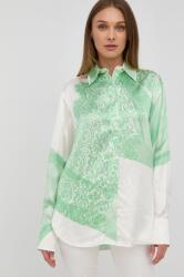 Victoria Beckham camasa femei, culoarea verde, cu guler clasic, relaxed PPYY-KDD0I6_70X