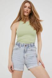 Answear Lab pantaloni scurti jeans femei, neted, high waist BBYY-SZD04K_50X