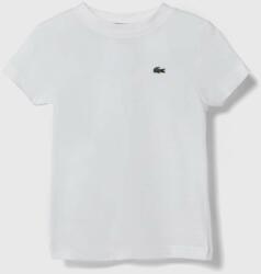 Lacoste tricou de bumbac pentru copii culoarea alb, neted 9BYX-TSK07F_00X