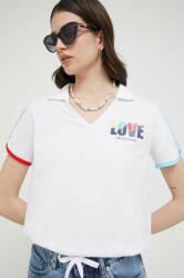 Love Moschino tricou femei, culoarea alb PPYX-TSD08A_00X