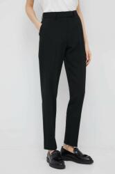 Calvin Klein pantaloni din lana femei, culoarea negru, drept, high waist PPYX-SPD00D_99X