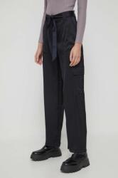 Abercrombie & Fitch pantaloni femei, culoarea negru, lat, high waist 9BYX-SPD05P_99X