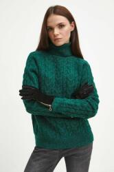 MEDICINE pulover din amestec de lana femei, culoarea verde, cu guler ZBYX-SWD070_77M