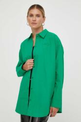 Résumé Résumé camasa din bumbac femei, culoarea verde, cu guler clasic, relaxed PPYX-KDD07U_77X