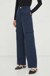 Custommade pantaloni femei, culoarea albastru marin, drept, high waist 9BYX-SPD0JP_59X
