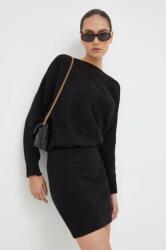GUESS rochie din amestec de lana culoarea negru, mini, mulata 9BYX-SUD0ZS_99X