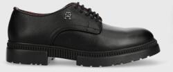 Tommy Hilfiger pantofi de piele COMFORT CLEATED THERMO LTH SHOE barbati, culoarea negru, FM0FM04647 9BYX-OBM1OW_99X