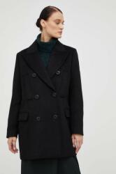 Bruuns Bazaar palton de lana culoarea negru, de tranzitie, cu doua randuri de nasturi 9BYX-KPD003_99X