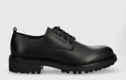 Calvin Klein pantofi de piele DERBY barbati, culoarea negru, HM0HM01230 9BYX-OBM1YF_99X