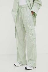 Stine Goya pantaloni de bumbac Fatuna culoarea verde, drept, high waist 9BYX-SPD10O_70X