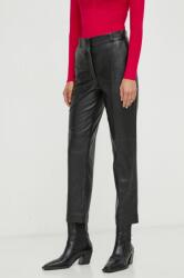 Ivy Oak pantaloni de piele femei, culoarea negru, drept, high waist 9BYX-SPD127_99X