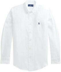 Ralph Lauren cămașă de in pentru copii culoarea alb PPYX-KDB030_00X