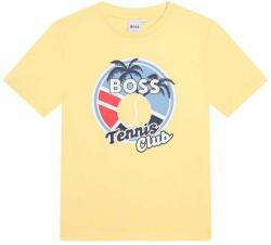 HUGO BOSS tricou de bumbac pentru copii culoarea galben, cu imprimeu PPYX-TSB0HB_11X