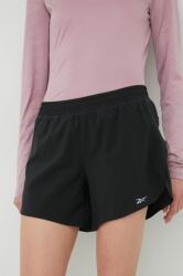 Reebok pantaloni scurți de alergare HA1043 femei, culoarea negru, neted, medium waist PPYY-SZD0FE_99X