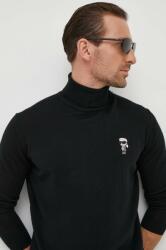 KARL LAGERFELD pulover de lana barbati, culoarea negru, light, cu guler 9BYX-SWM0F0_99X