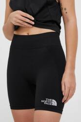 The North Face pantaloni scurti sport femei, culoarea negru, neted, medium waist PPYX-SZD08O_99X