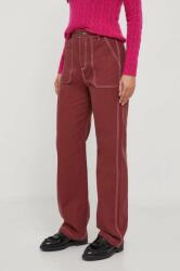 United Colors of Benetton pantaloni de bumbac culoarea bordo, drept, high waist 9BYX-SPD150_83X