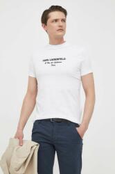 Karl Lagerfeld tricou din bumbac culoarea alb, cu imprimeu PPYX-TSM16L_00X