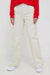 Sisley pantaloni femei, culoarea bej, lat, high waist 9BYX-SPD0OO_80X