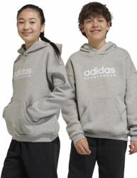 Adidas bluza copii culoarea gri, cu glugă, cu imprimeu 9BYX-BLK078_90X