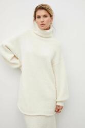 Gestuz pulover de lana femei, culoarea bej, călduros, cu guler 9BYX-SWD1G9_01X