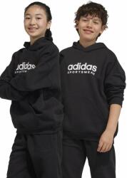 Adidas bluza copii culoarea negru, cu glugă, cu imprimeu 9BYX-BLK079_99X