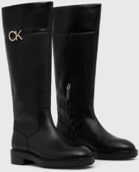 Calvin Klein cizme RUBBER SOLE KNEE BOOT W/HW femei, culoarea negru, cu toc plat, HW0HW01689 9BYX-OBD3CA_99X