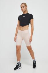 Reebok pantaloni scurti femei, culoarea roz, neted, high waist 9BYX-SZD085_03X (100037546)