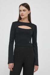 Calvin Klein longsleeve femei, culoarea negru 9BYX-BUD0DK_99X