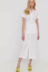 Patrizia Pepe rochie din bumbac culoarea alb, midi, evazati PPYY-SUD0LC_00X