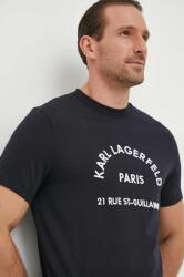 Karl Lagerfeld tricou din bumbac barbati, culoarea albastru marin, cu imprimeu 9BYX-TSM1LH_59X