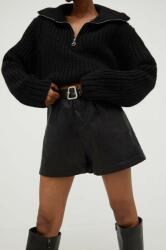 Answear Lab pantaloni scurti femei, culoarea negru, neted, high waist BMYX-SZD02S_99X
