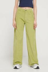 Roxy pantaloni de catifea cord culoarea verde, lat, high waist 9BYX-SPD04Z_71X