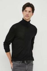 Michael Kors pulover de lana barbati, culoarea negru, light, cu guler 9BYX-SWM054_99X