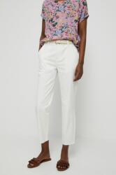 Medicine pantaloni femei, culoarea alb, fason chinos, medium waist ZPYX-SPD081_00X