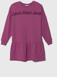 Calvin Klein Jeans rochie din bumbac pentru copii culoarea violet, mini, evazati 9BYX-SUG0A5_40X