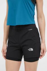 The North Face pantaloni scurti sport femei, culoarea negru, neted, high waist PPYX-SZD08P_99X (NF0A7SXRJK31)