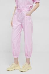 Deha pantaloni femei, culoarea roz, lat, high waist PPYX-SPD10E_30X