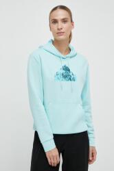 Adidas bluza femei, culoarea turcoaz, cu glugă, cu imprimeu 9BYX-BLD08A_56X