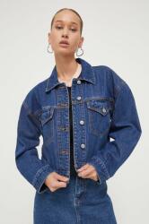 Abercrombie & Fitch geaca jeans femei, culoarea albastru marin, de tranzitie, oversize 9BYX-SJD07E_59X