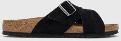 Birkenstock papuci din piele LUGANO SFB barbati, culoarea negru, 1020935 PPYX-KLM04O_99X