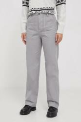 United Colors of Benetton pantaloni de bumbac culoarea gri, drept, high waist 9BYX-SPD151_90X