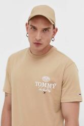 Tommy Jeans tricou din bumbac culoarea bej, cu imprimeu 9BYX-TSM11Z_80X