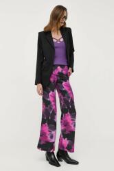 Morgan pantaloni femei, culoarea violet, lat, high waist PPYX-SPD132_45X