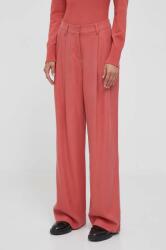 Sisley pantaloni femei, culoarea roz, lat, high waist 9BYX-SPD0O5_30X
