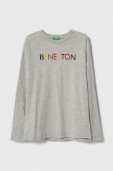 Benetton longsleeve din bumbac pentru copii culoarea gri, cu imprimeu 9BYX-BUK03S_90X