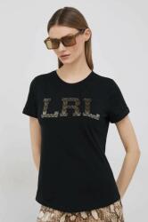 Lauren Ralph Lauren tricou din bumbac culoarea negru PPYX-TSD07O_99X