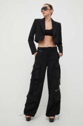 Patrizia Pepe pantaloni femei, culoarea negru, lat, high waist 9BYX-SPD06N_99X