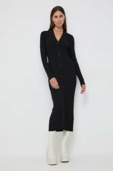 KARL LAGERFELD rochie culoarea negru, midi, mulata 9BYX-SUD1HC_99X